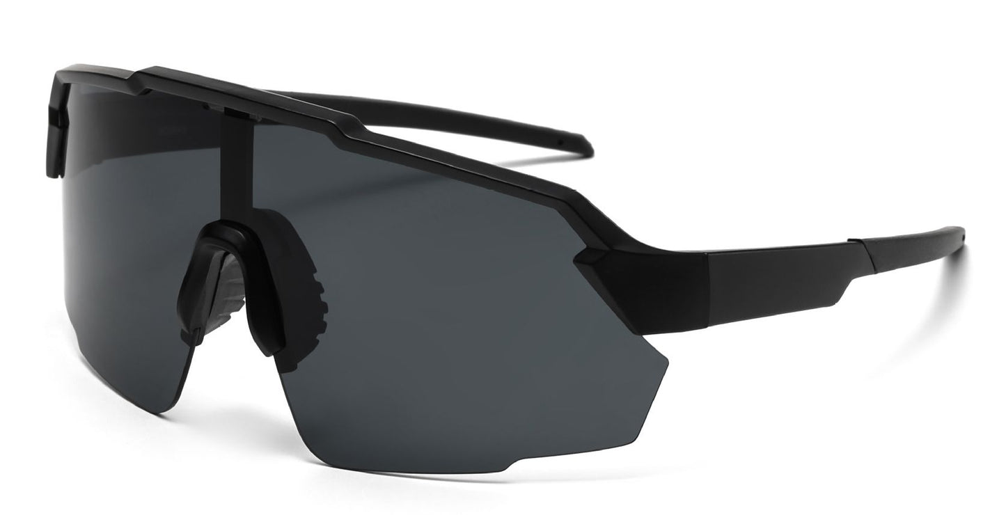 9058 RVC - Semi Rimless Color Mirror One Piece Shield Lens Sports Sunglasses