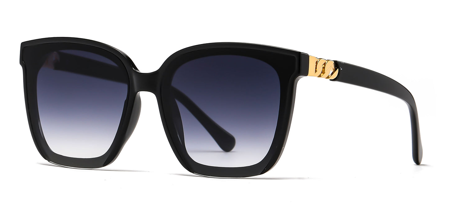 2680 - Plastic Square Butterfly Sunglasses with Flat Lens