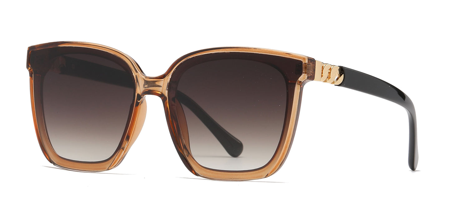 2680 - Plastic Square Butterfly Sunglasses with Flat Lens