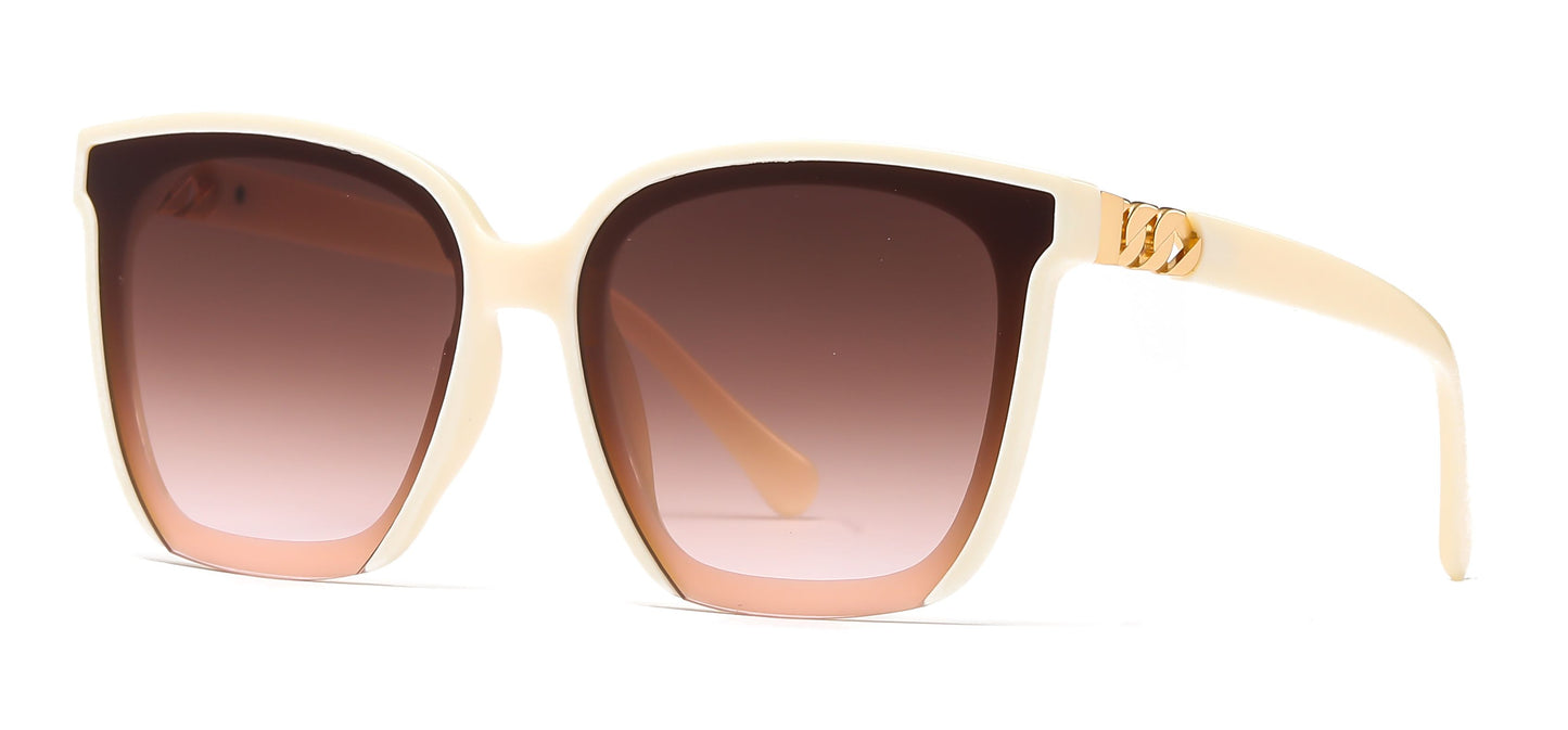 2680 - Plastic Square Butterfly Sunglasses with Flat Lens