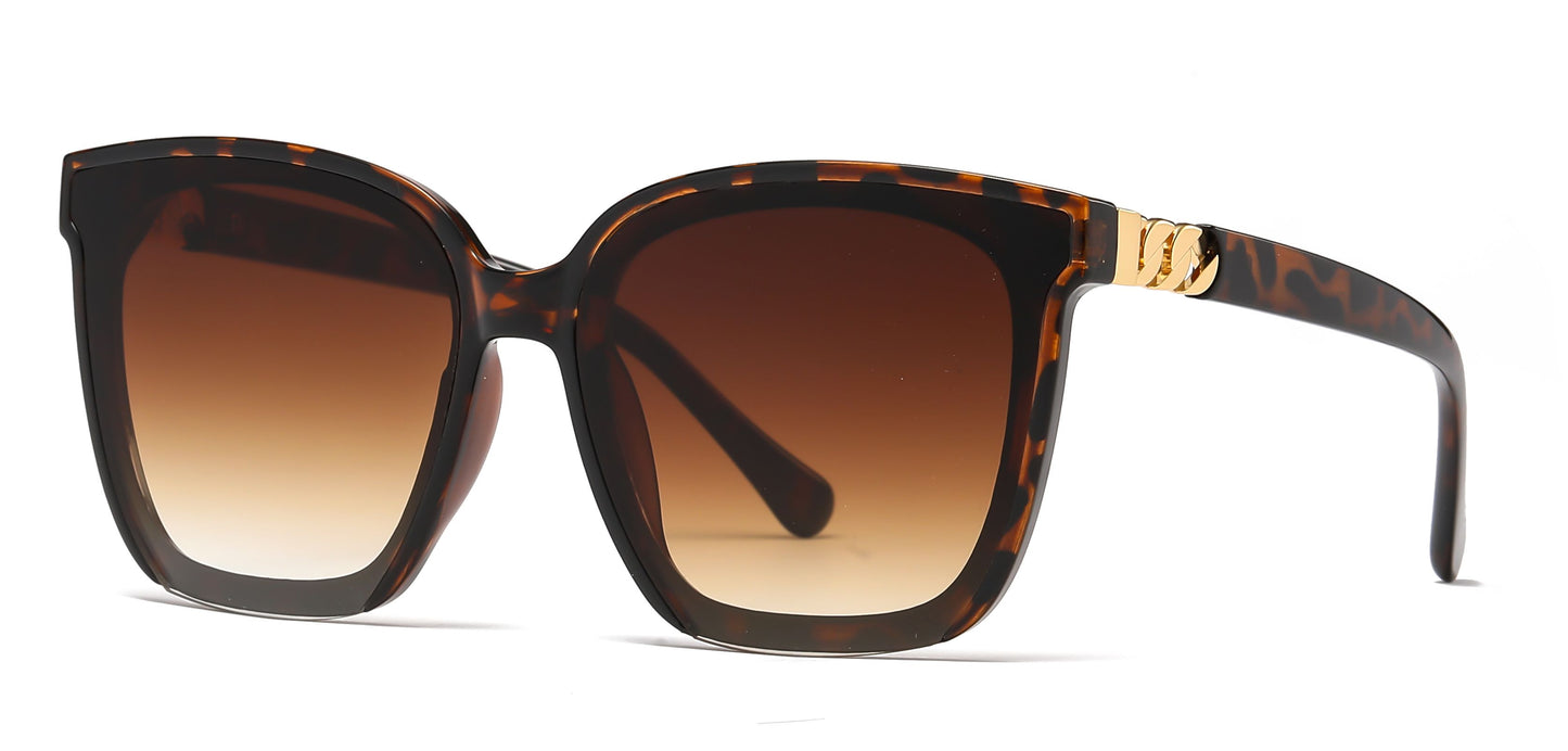 2680 - Plastic Square Butterfly Sunglasses with Flat Lens