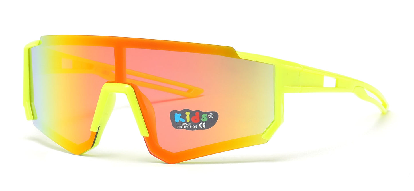 4583 - Kids Sports Shield Sunglasses with Color Mirrored Lens