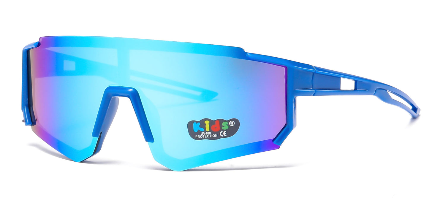 4583 - Kids Sports Shield Sunglasses with Color Mirrored Lens