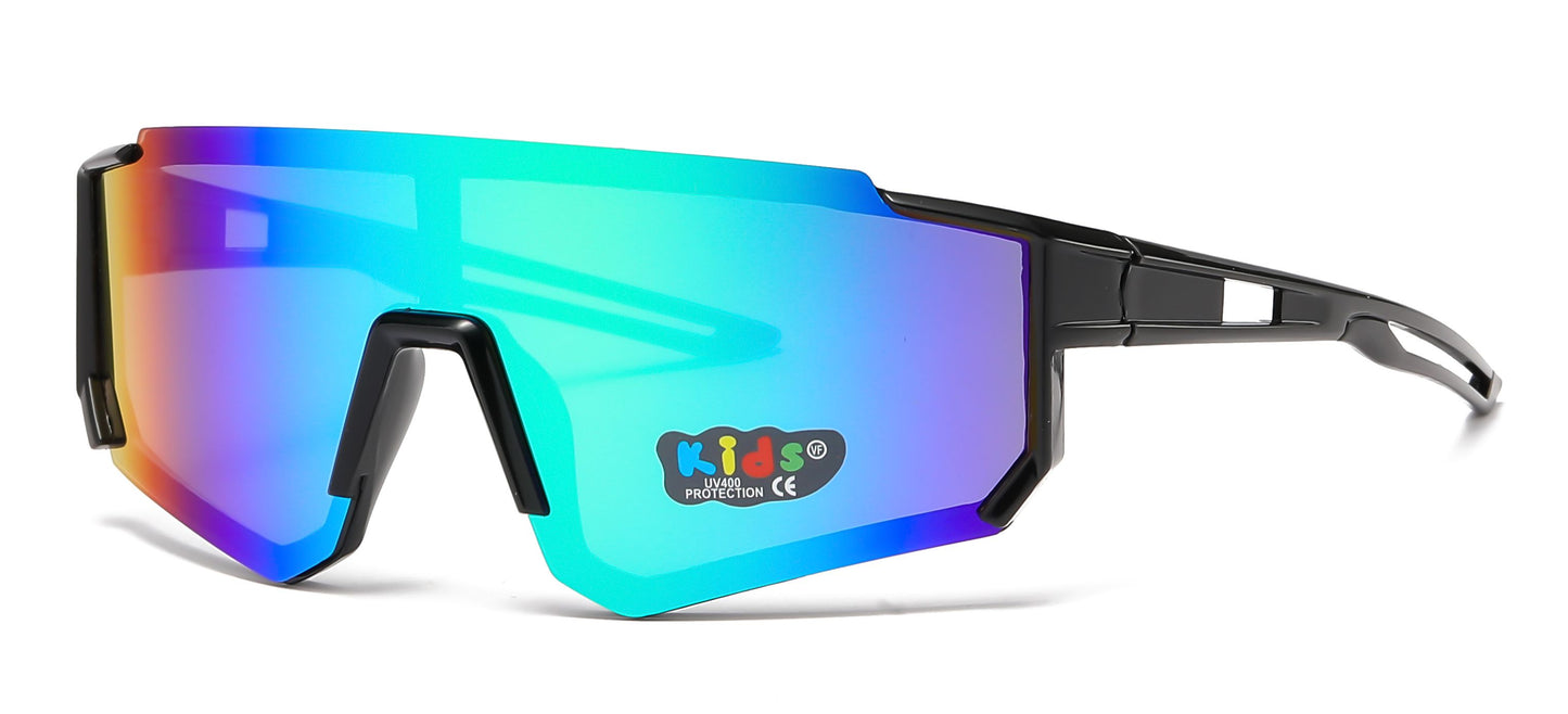 4583 - Kids Sports Shield Sunglasses with Color Mirrored Lens