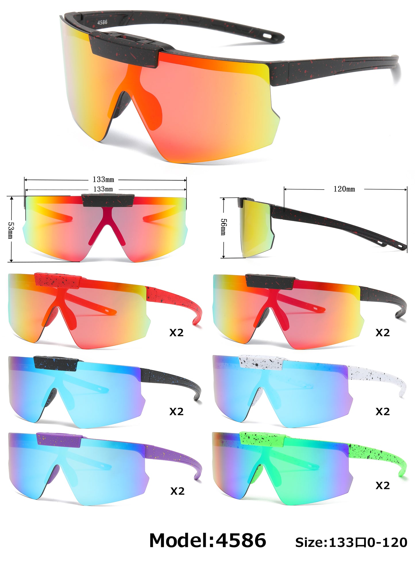 4586 - Kids Sport One Piece Flip Up Lens Shield Sunglasses with Color Mirrored Lens