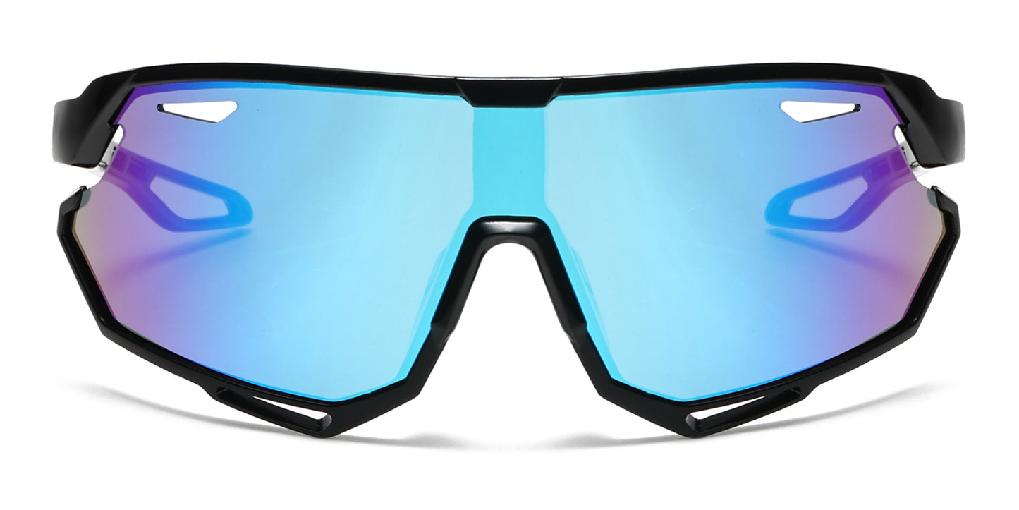 4587 - Kids Sport One Piece shield Sunglasses with Color Mirrored Lens