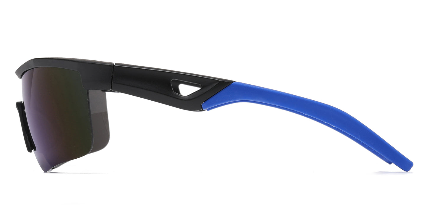4593 - Kids Sports Semi Rimless One Piece Lens Plastic Sunglasses