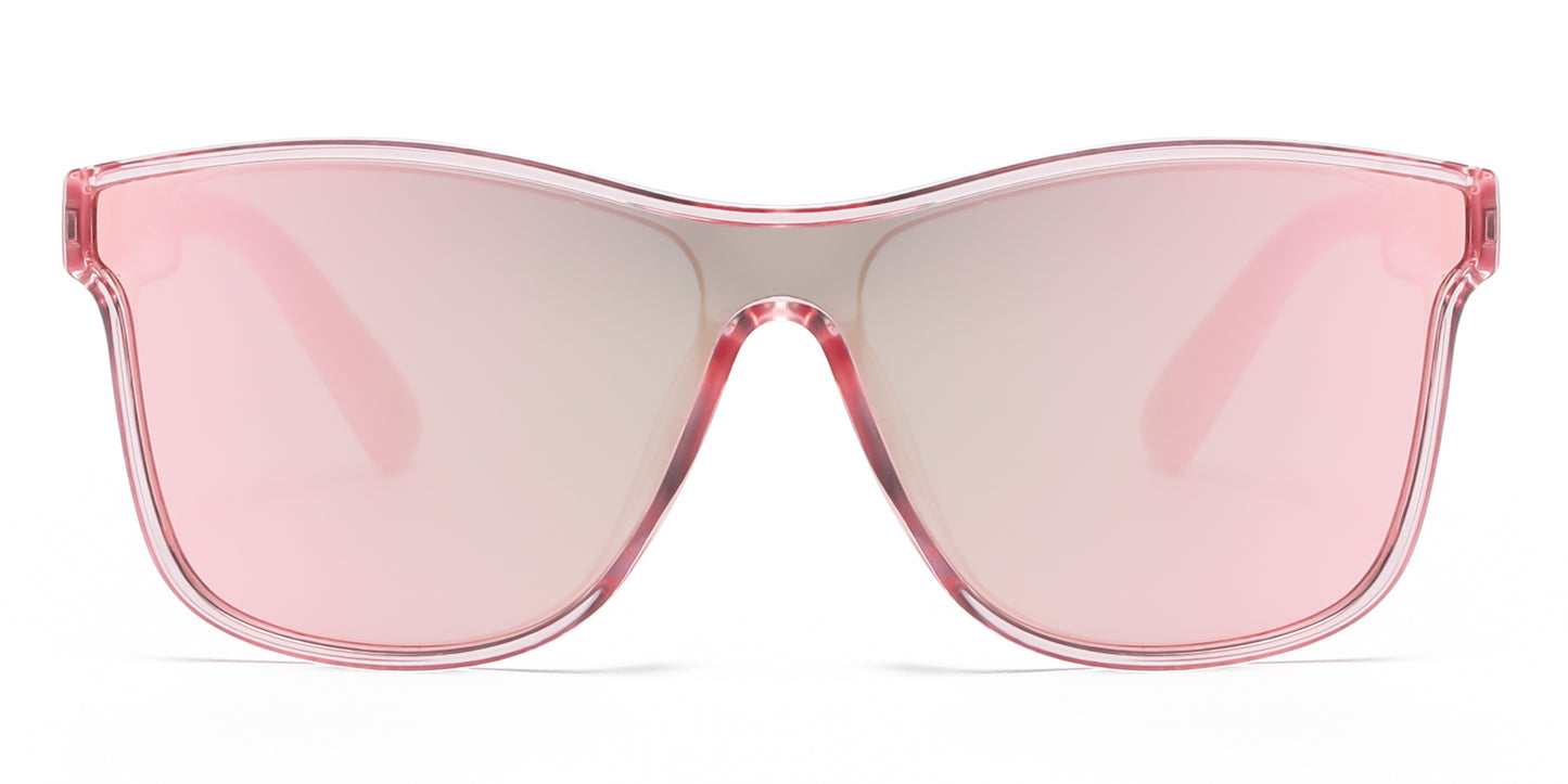4594- Kids Classic One Piece Lens Plastic Sunglasses with Color Mirrored Lens