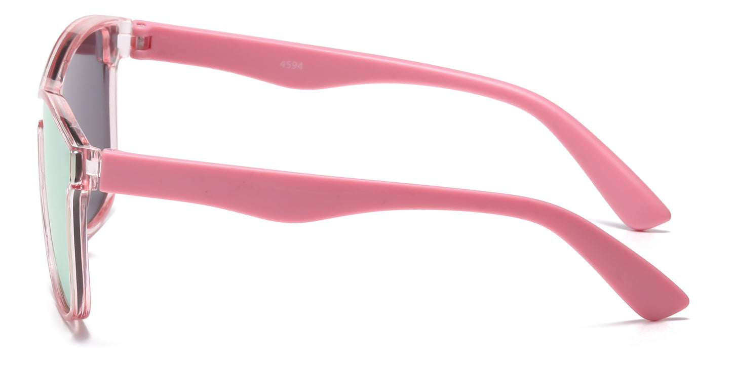 4594- Kids Classic One Piece Lens Plastic Sunglasses with Color Mirrored Lens