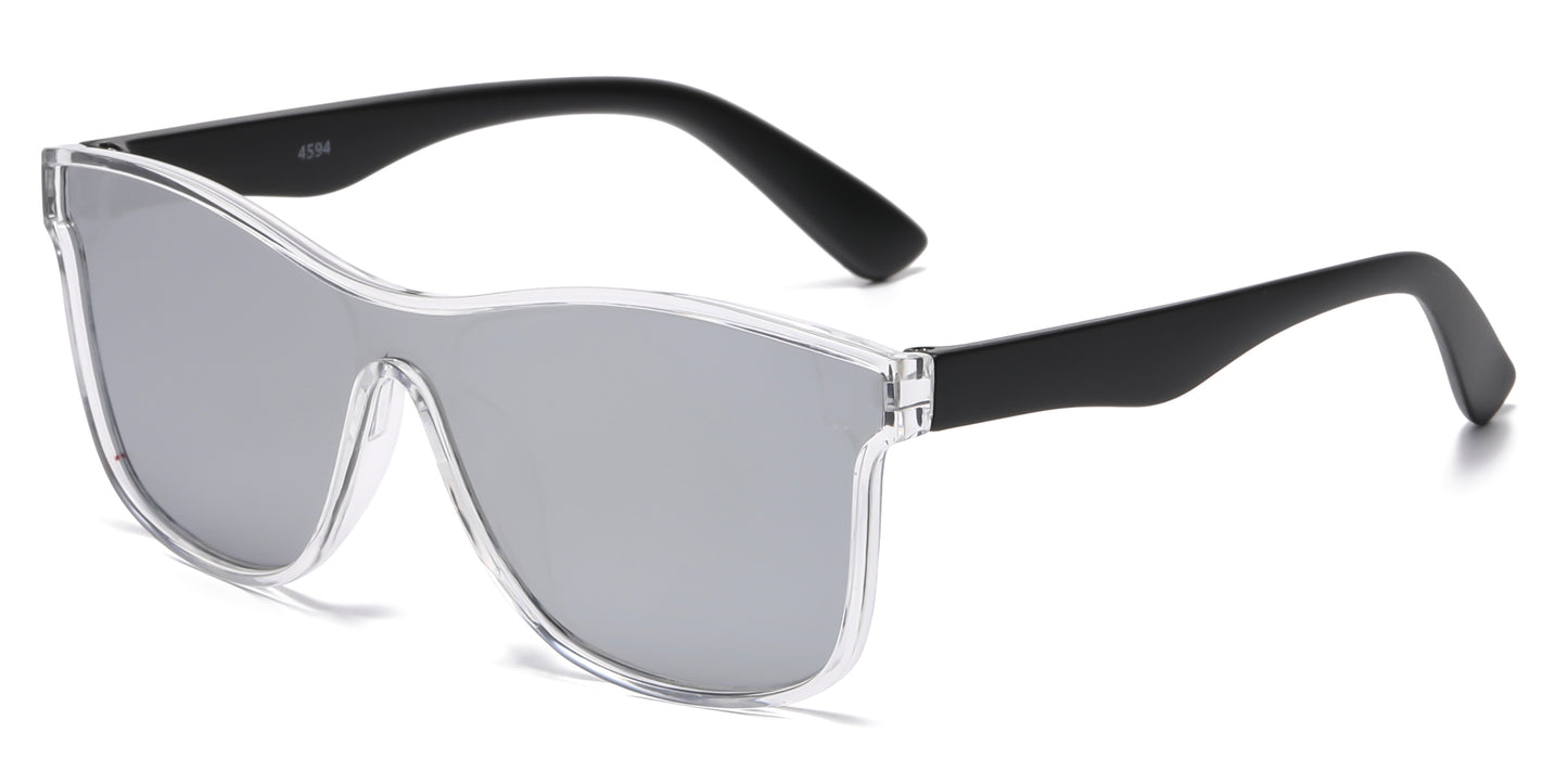 4594- Kids Classic One Piece Lens Plastic Sunglasses with Color Mirrored Lens