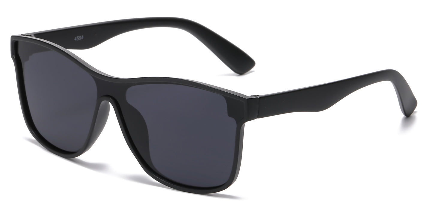 4594- Kids Classic One Piece Lens Plastic Sunglasses with Color Mirrored Lens