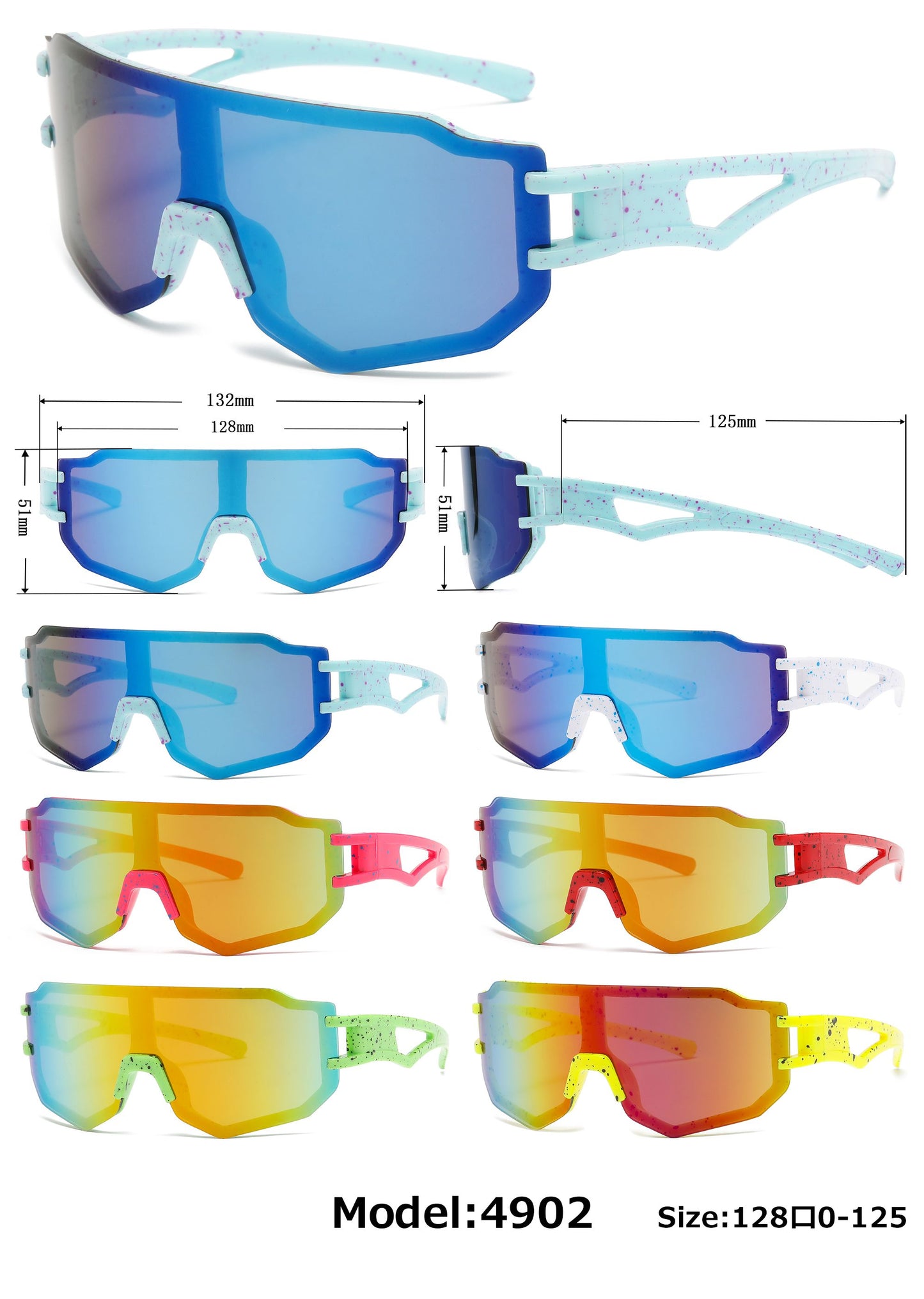 4902 - Kids Sport Rimless One Piece Shield Plastic Sunglasses
