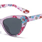 4903 - Kids Cat Eye Flower Print Plastic Sunglasses