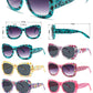 4904 - Kids Rectangular Flower Print Plastic Sunglasses
