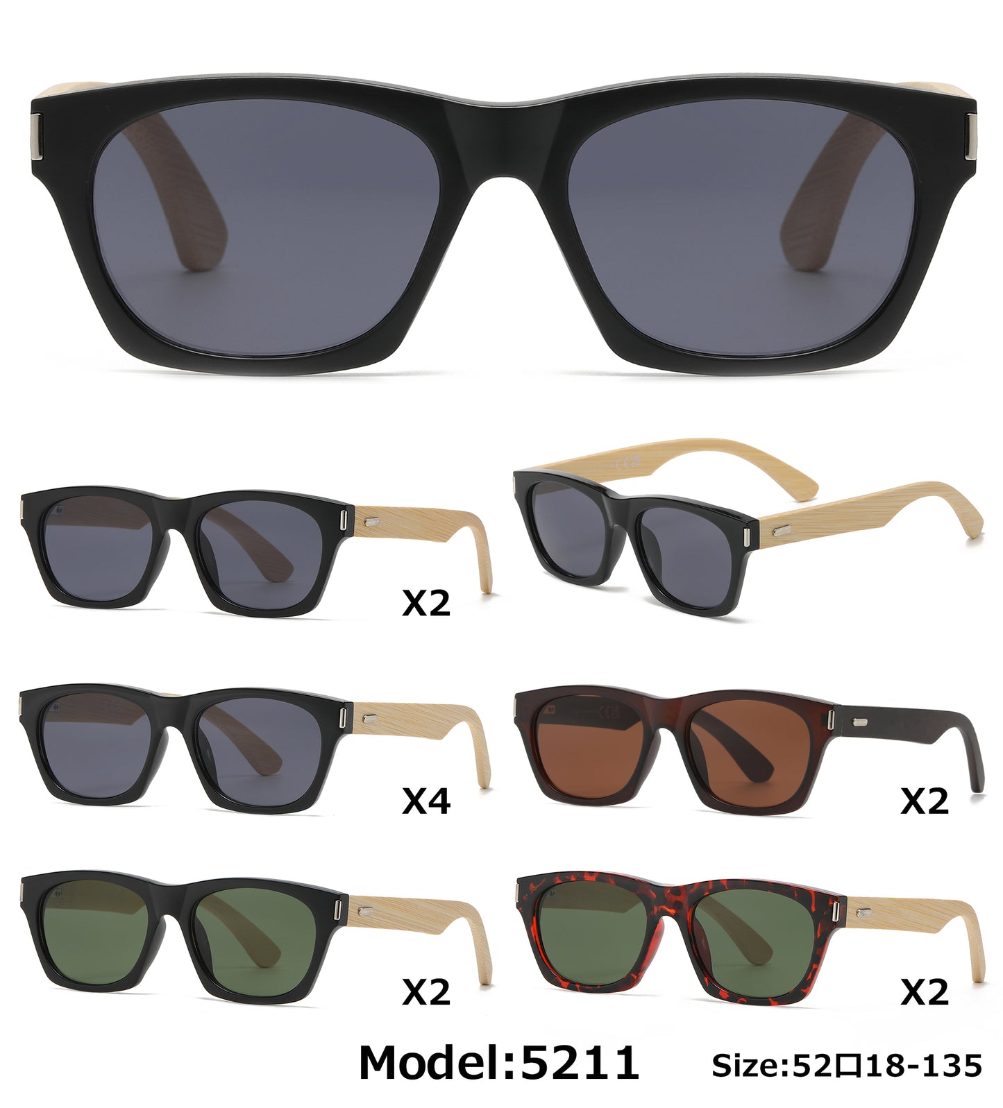 5211 Bamboo - Fashion Bamboo Sunglasses
