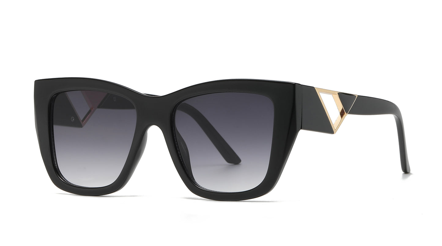 5216 - Rectangular Cat Eye Plastic Sunglasses