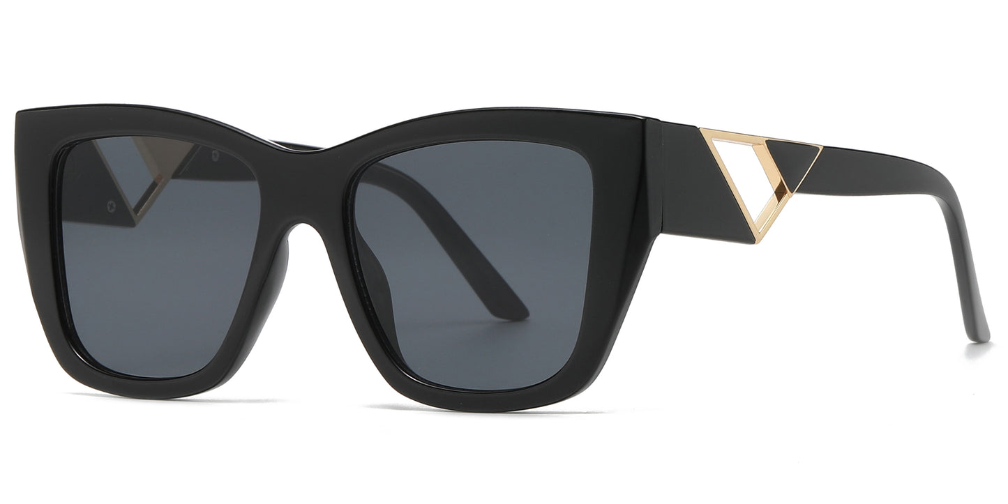 5216 - Rectangular Cat Eye Plastic Sunglasses