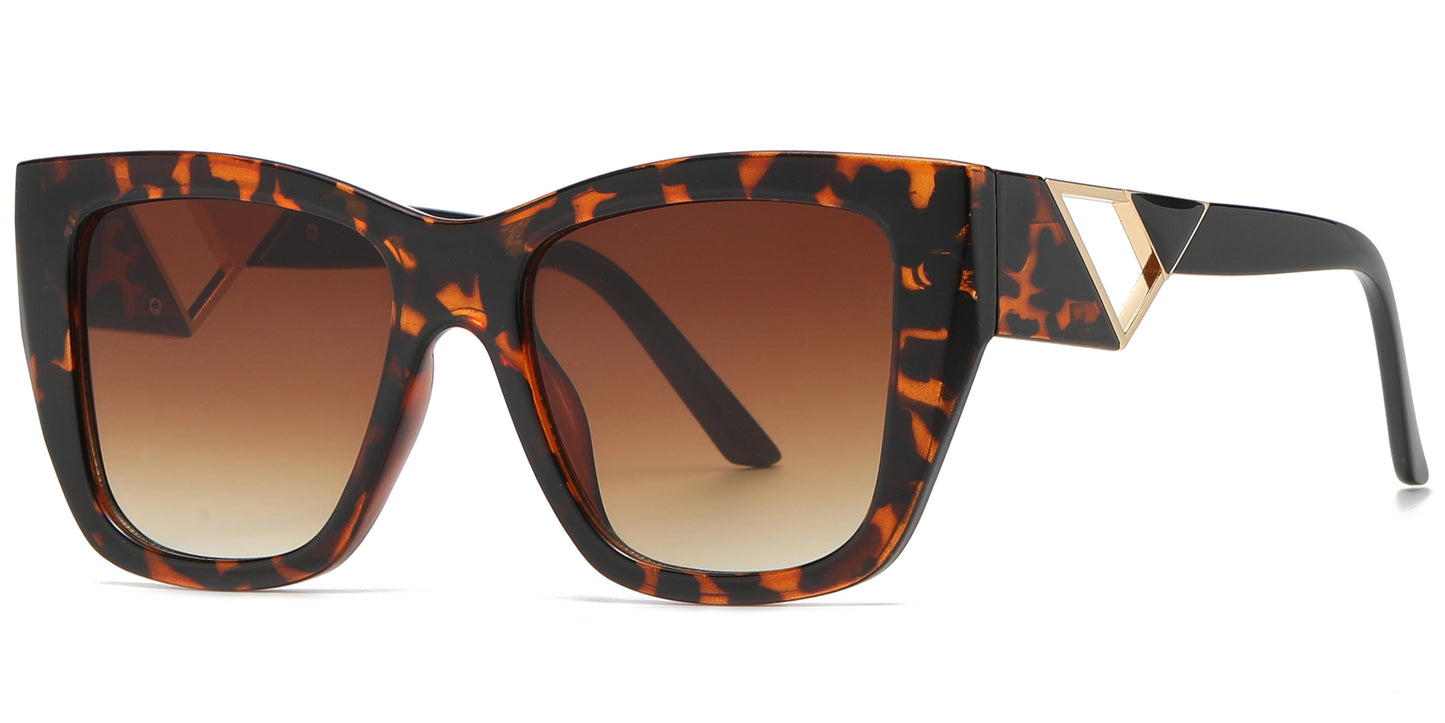 5216 - Rectangular Cat Eye Plastic Sunglasses