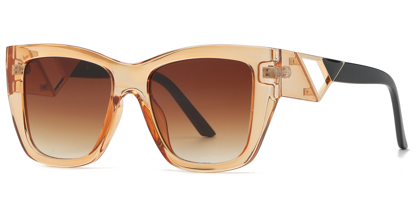 5216 - Rectangular Cat Eye Plastic Sunglasses