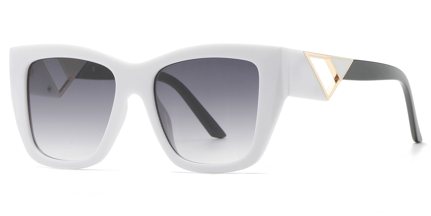 5216 - Rectangular Cat Eye Plastic Sunglasses