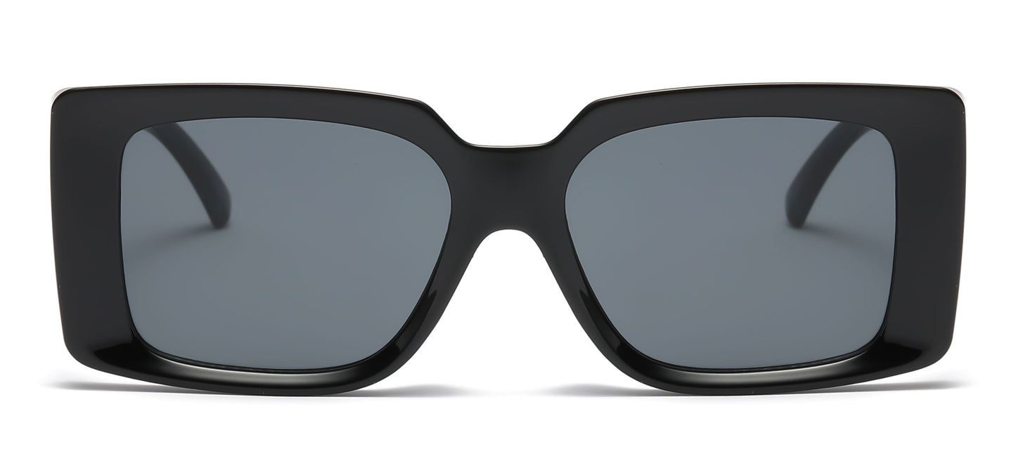 5226 - Rectangular Women Fashion with Rhinestone Temple Plastic Sunglasses