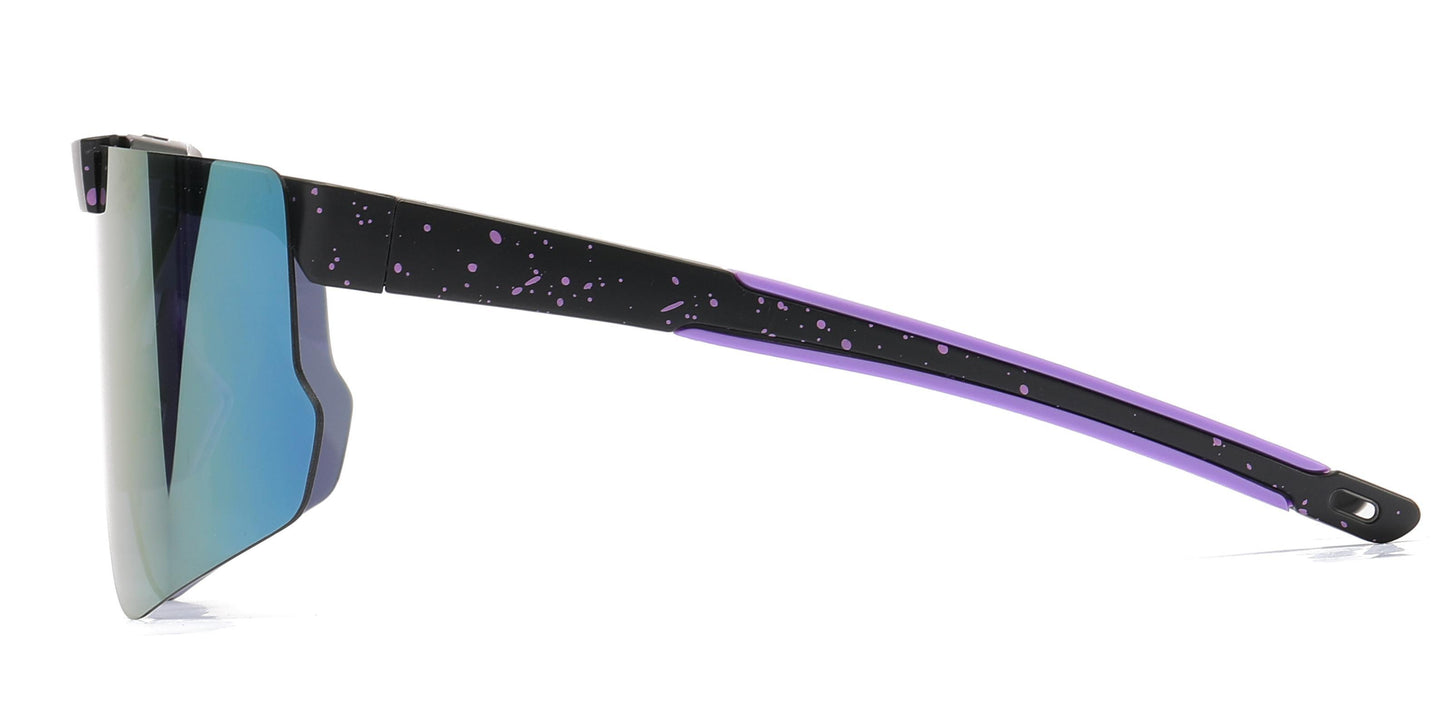 5229 - Plastic Flat Top One Piece Flip Up Lens Sports Rimless Sunglasses