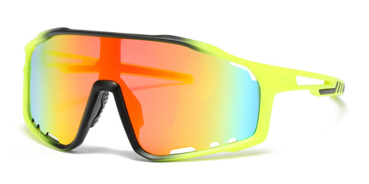 5238 - One Piece Lens Plastic Shield Sunglasses with Color Mirrored Lens