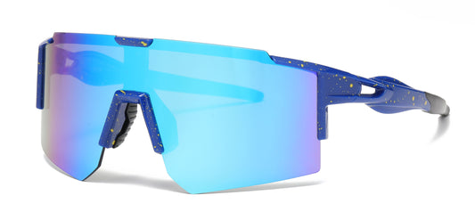 5239 - Semi Rimless Color Mirror One Piece Shield Lens Sports Sunglasses
