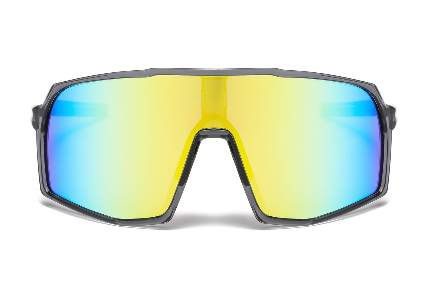 5241 - One Piece Lens Plastic Shield Sunglasses with Color Mirrored Lens