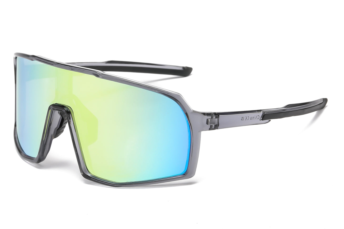 5241 - One Piece Lens Plastic Shield Sunglasses with Color Mirrored Lens