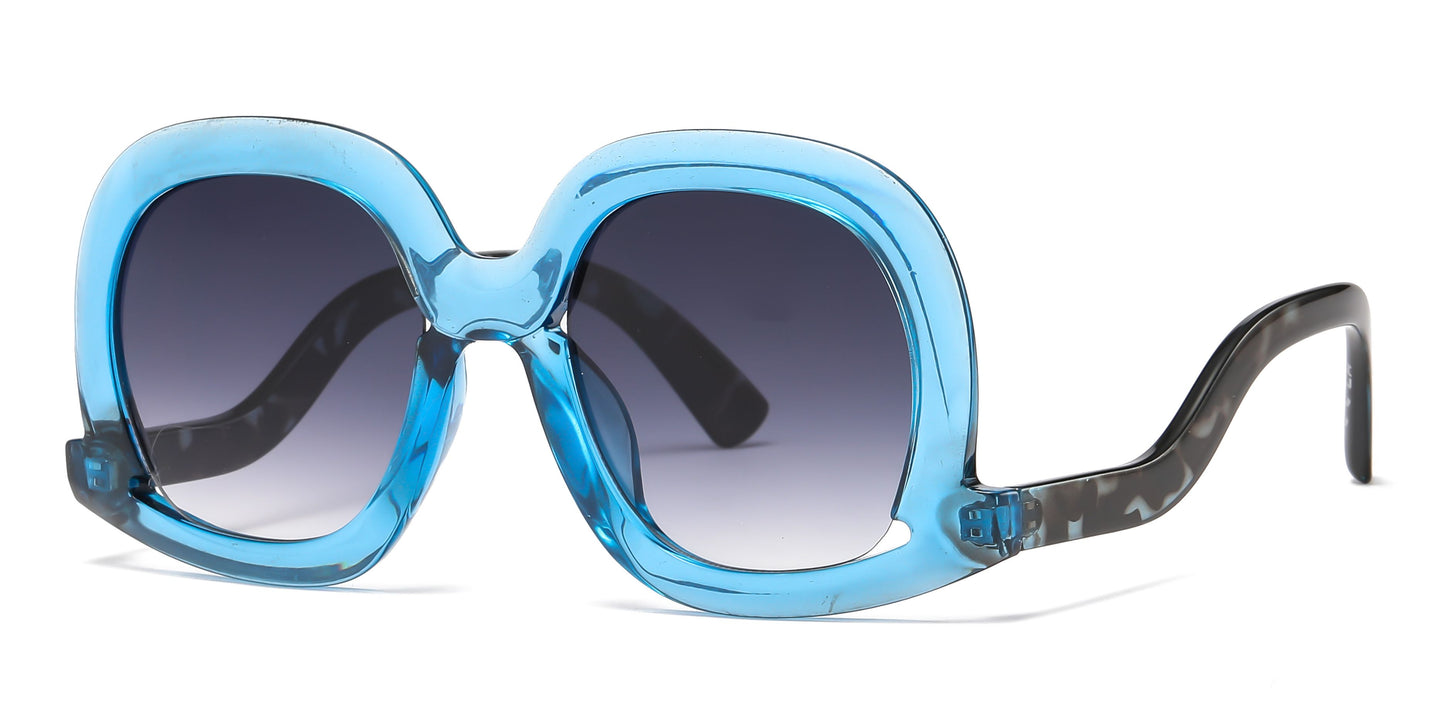 5244 - Fashion Plastic Sunglasses with Curved Temple