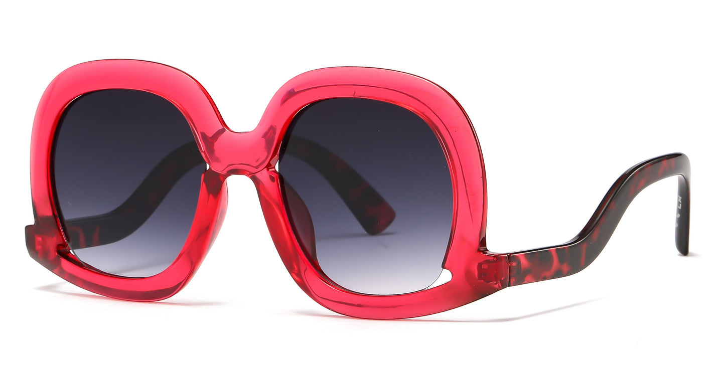 5244 - Fashion Plastic Sunglasses with Curved Temple