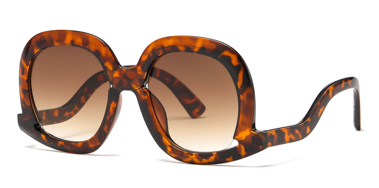 5244 - Fashion Plastic Sunglasses with Curved Temple