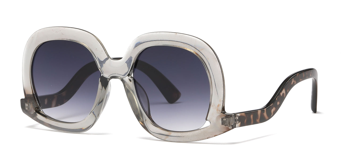 5244 - Fashion Plastic Sunglasses with Curved Temple