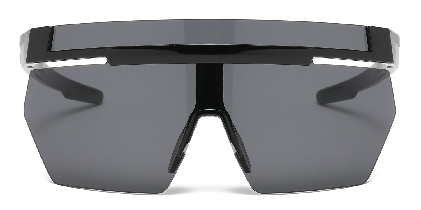 5249 - One Piece Shield Wrap Around Plastic Sunglasses