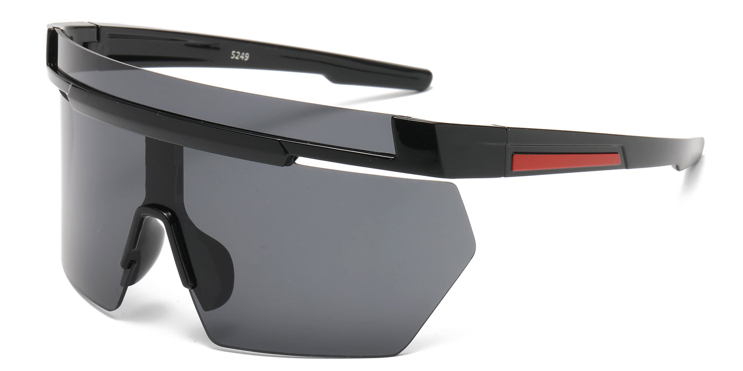 5249 - One Piece Shield Wrap Around Plastic Sunglasses