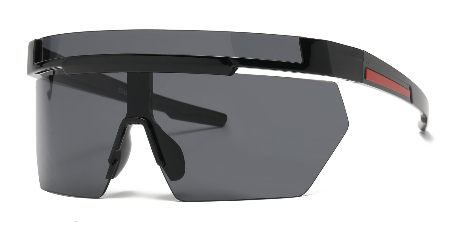 5249 - One Piece Shield Wrap Around Plastic Sunglasses