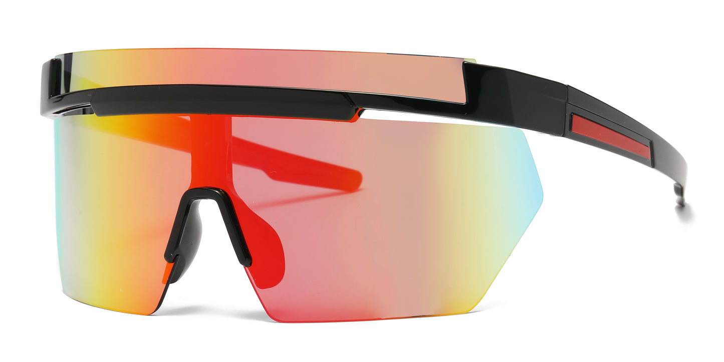 5249 - One Piece Shield Wrap Around Plastic Sunglasses