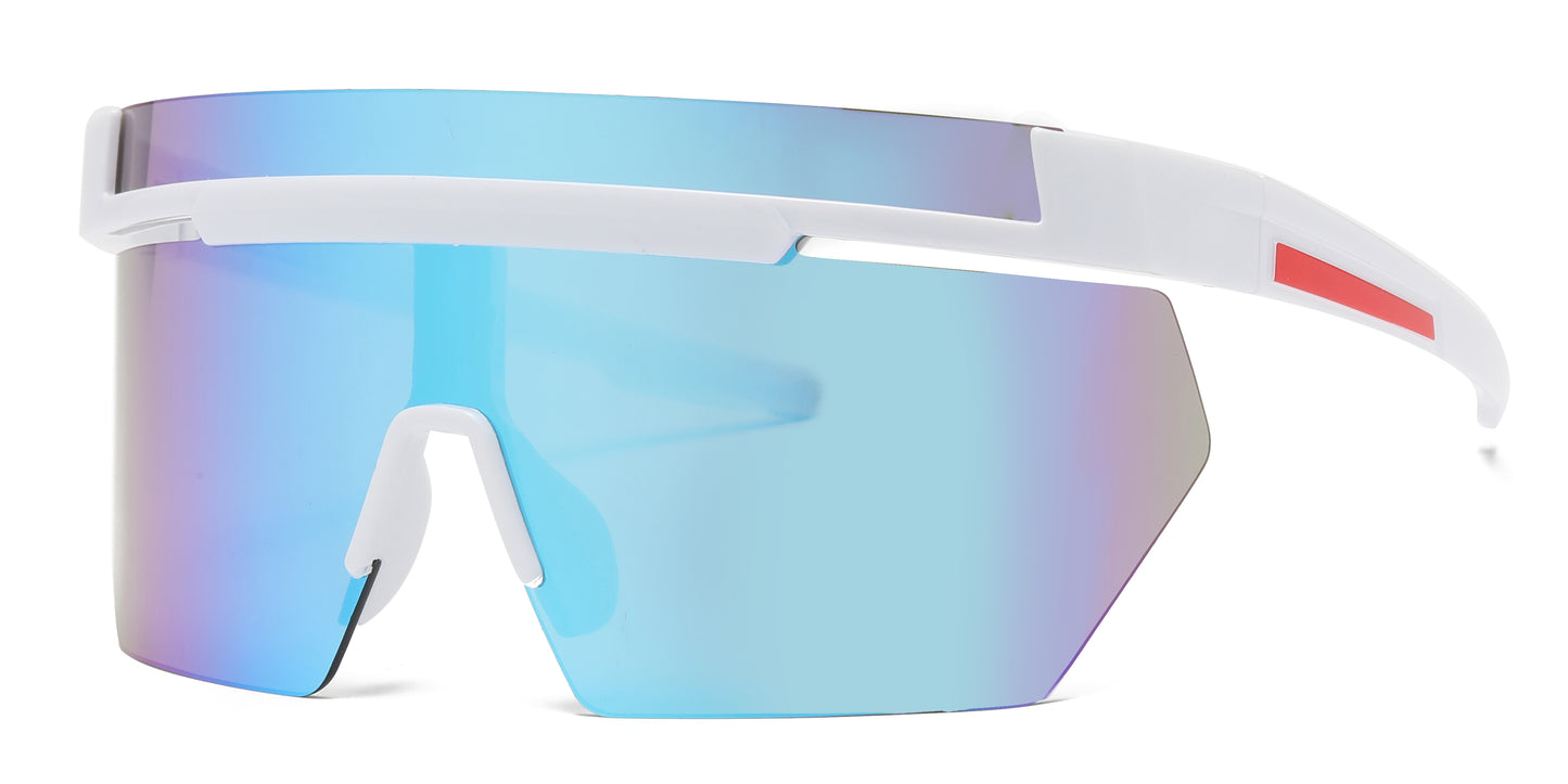 5249 - One Piece Shield Wrap Around Plastic Sunglasses