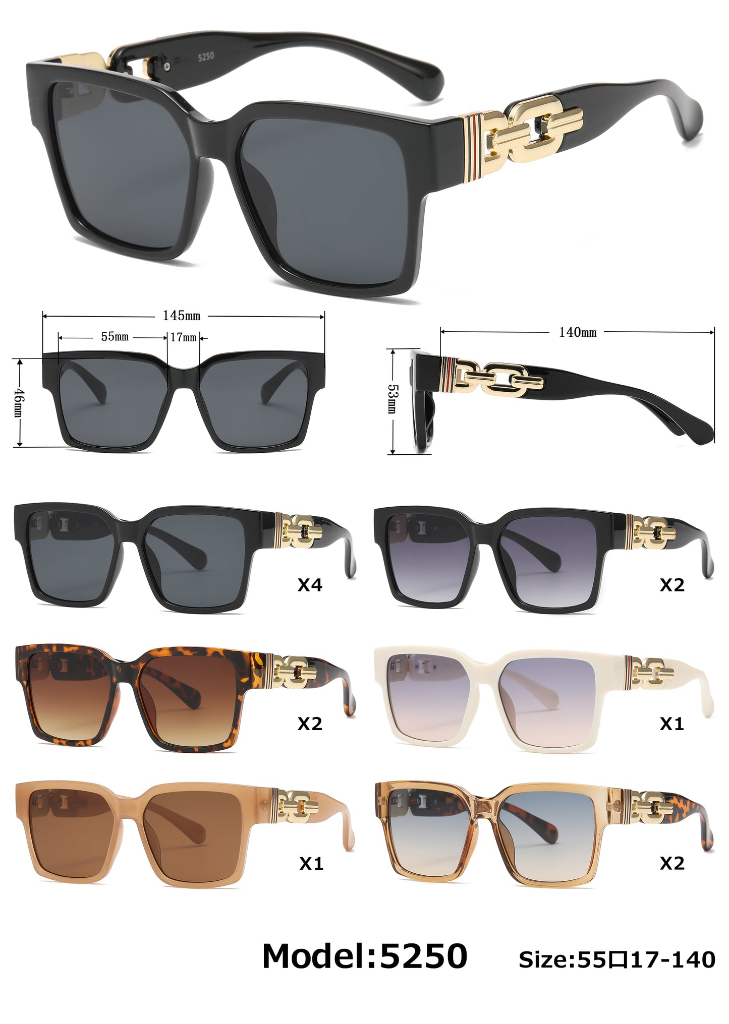 5250 - Plastic Fashion Sunglasses