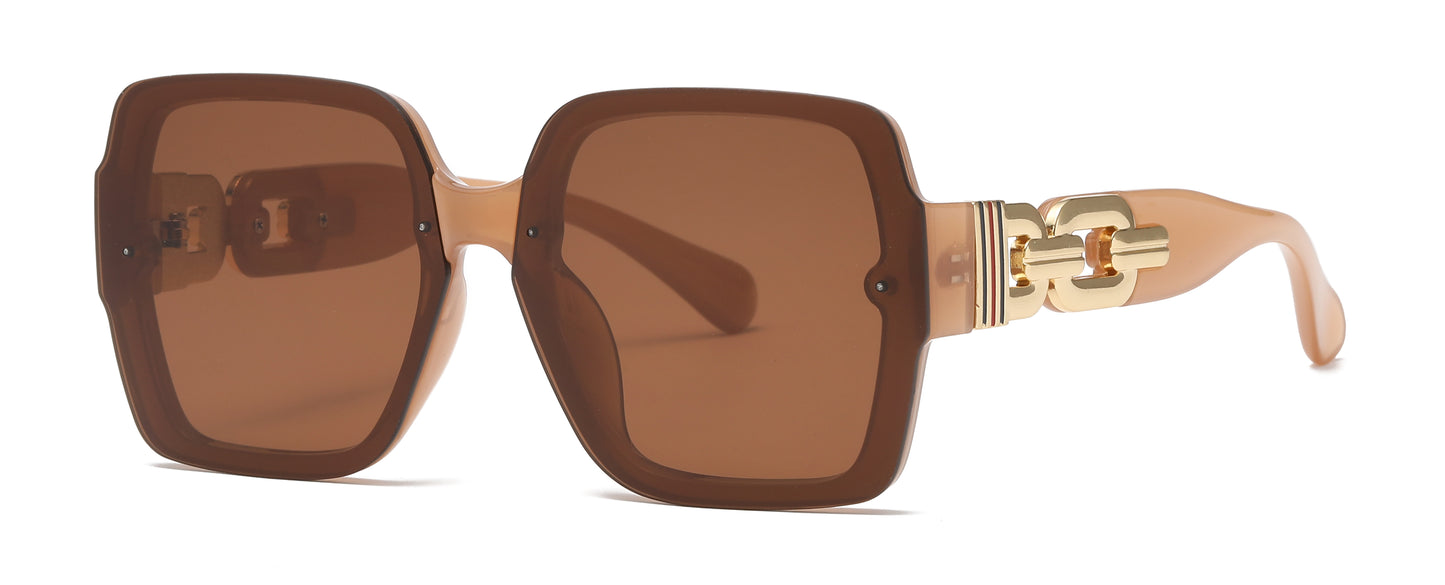 5251 - Rimless Square Plastic Sunglasses