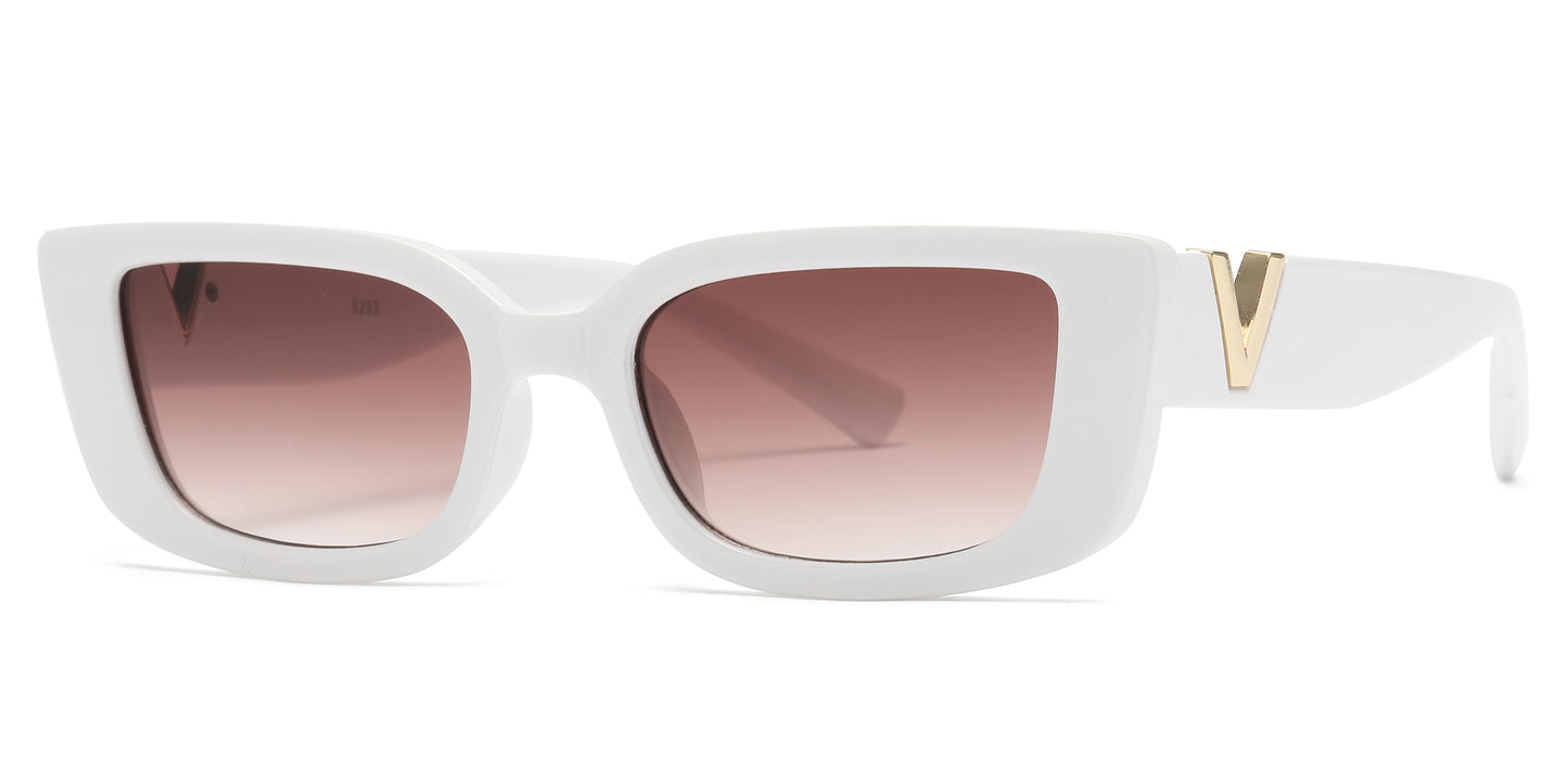 5253 - Fashion Plastic Rectangular Sunglasses