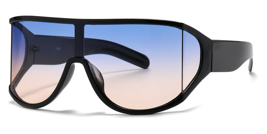 5257 - Oversize One Piece Wrap Around Plastic Sunglasses