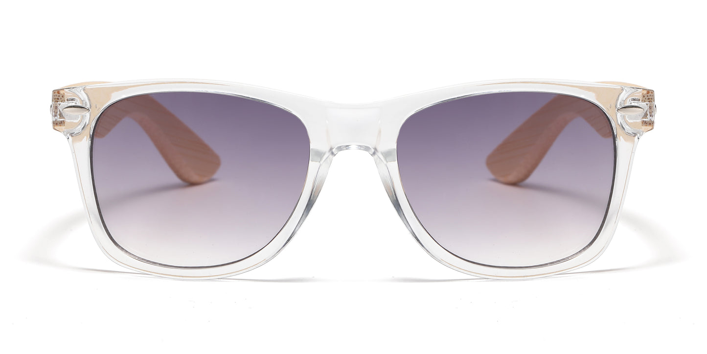 5258 Bamboo - Classic Horn Rimmed Bamboo Temple Plastic Sunglasses