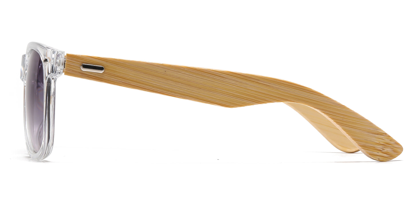 5258 Bamboo - Classic Horn Rimmed Bamboo Temple Plastic Sunglasses