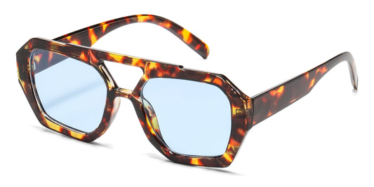 5278 - Hexagonal Fashion Brow Bar Plastic Sunglasses