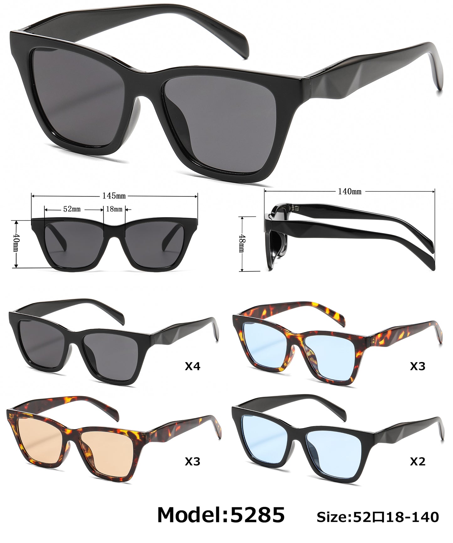 5285 - Cat Eye Plastic Sunglasses