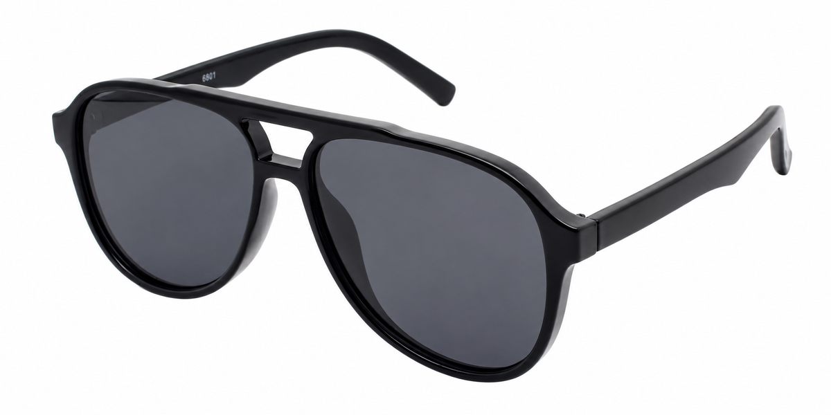 6601 - Classic Oval Shaped Aviator Plastic Sunglasses