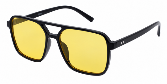 6605 - Square Aviator Plastic Sunglasses with Brow Bar