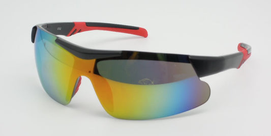 6702 - Men Sport Semi Rimless One Piece Lens Plastic Sunglasses